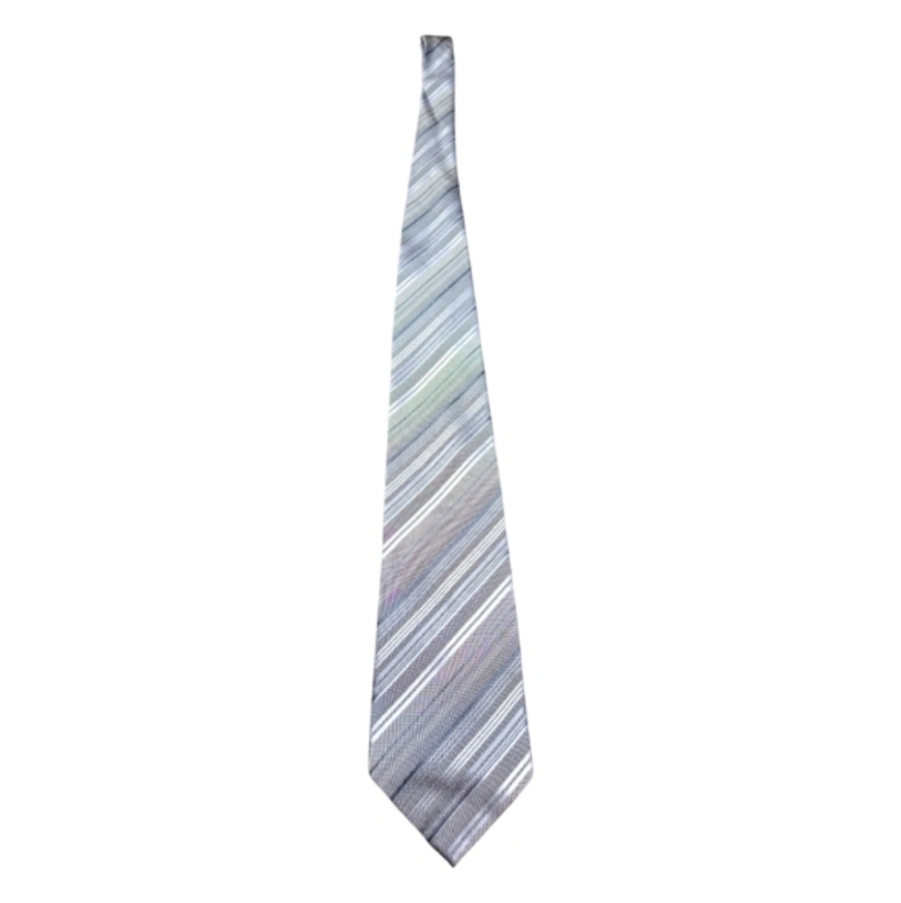 Umberto Frasi Handmade Mens Silver Striped Tie